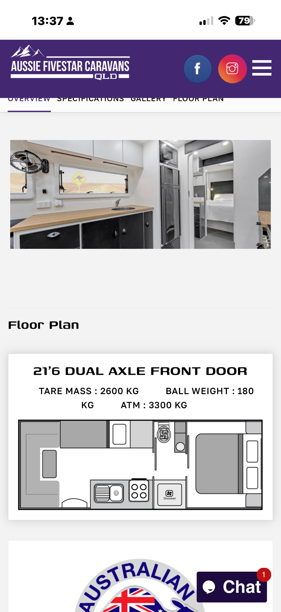 Aussie Fivestar Caravans Adventurer Xtreme 21'6 Front Club floor plan 1