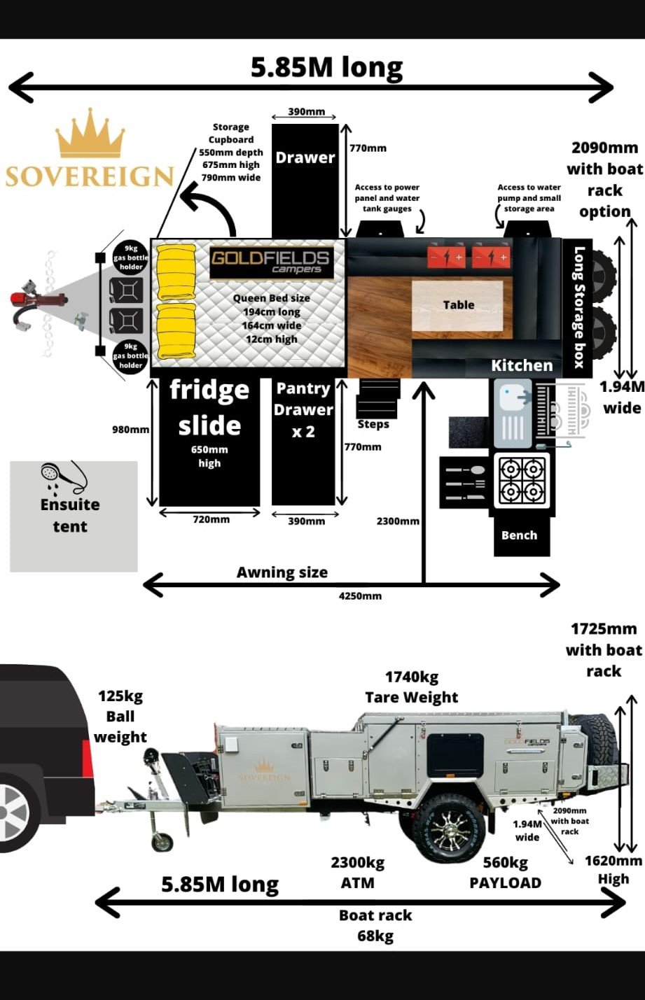 Goldfields Campers & Caravans Sovereign floor plan 1