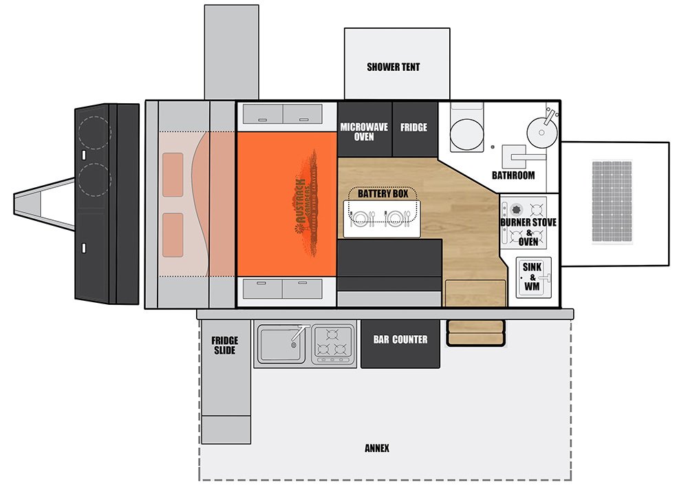 Austrack Campers Gibb 14 Hybrid Offroad Caravan floor plan 1