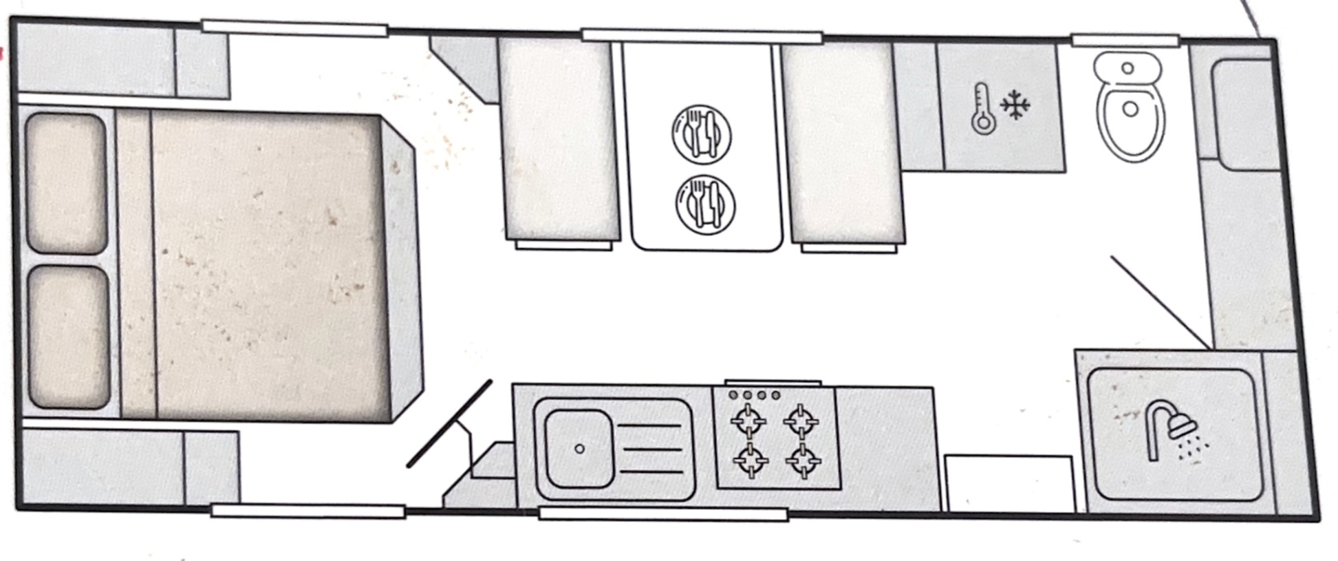 JB Caravans Dreamline 20'6 Rear Door Cafe floor plan 1