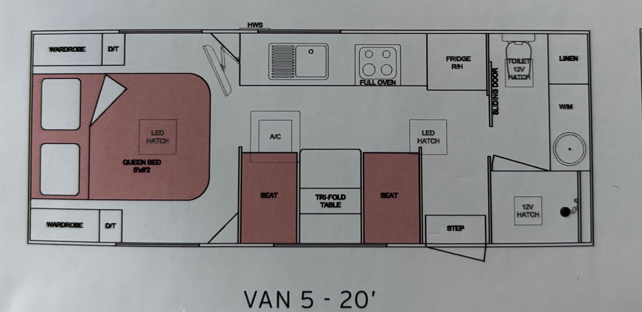 Essential Caravans A-Class V5 20' floor plan 1