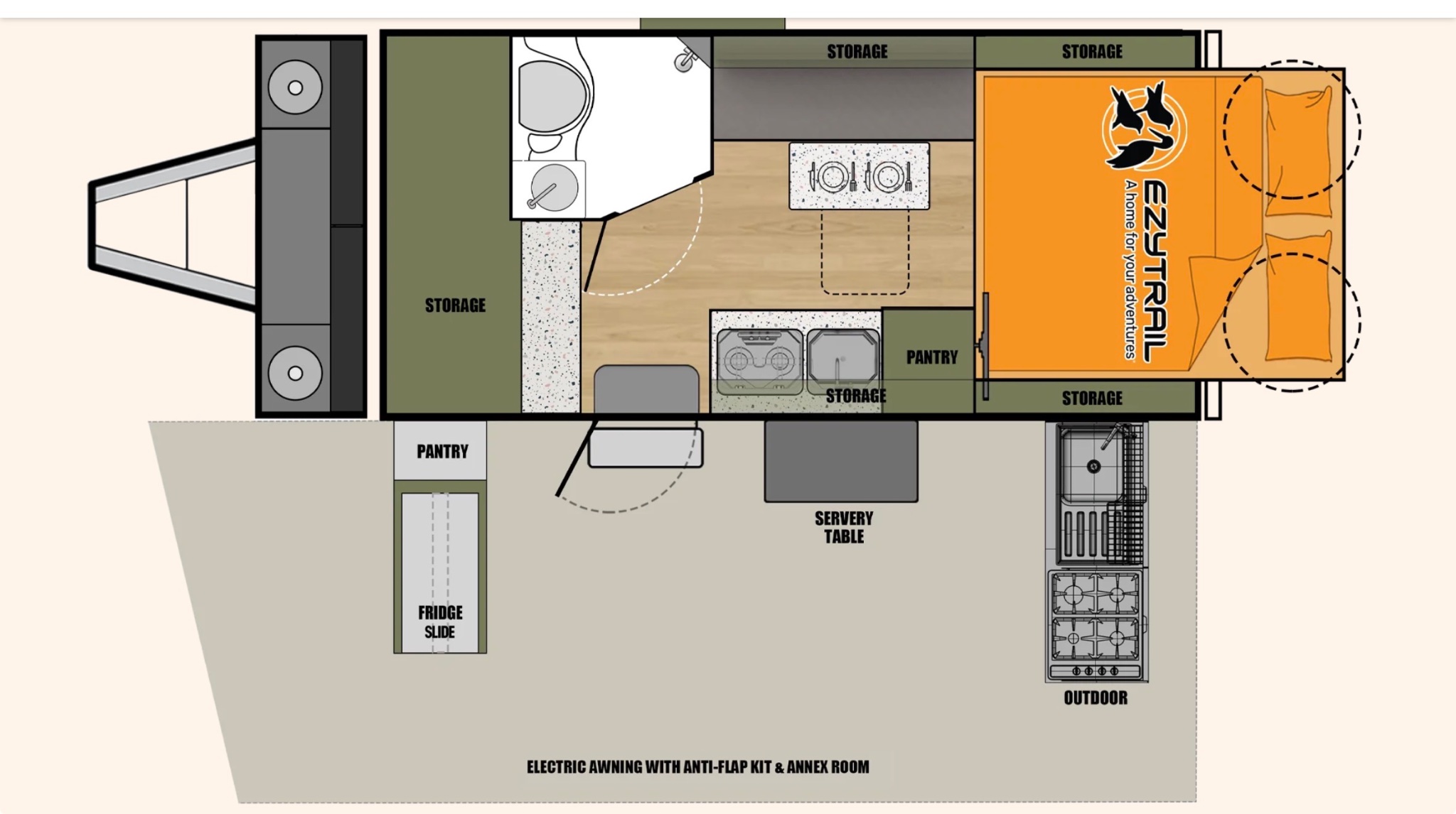 EzyTrail Campers Parkes 15 MK3 Twin floor plan 1