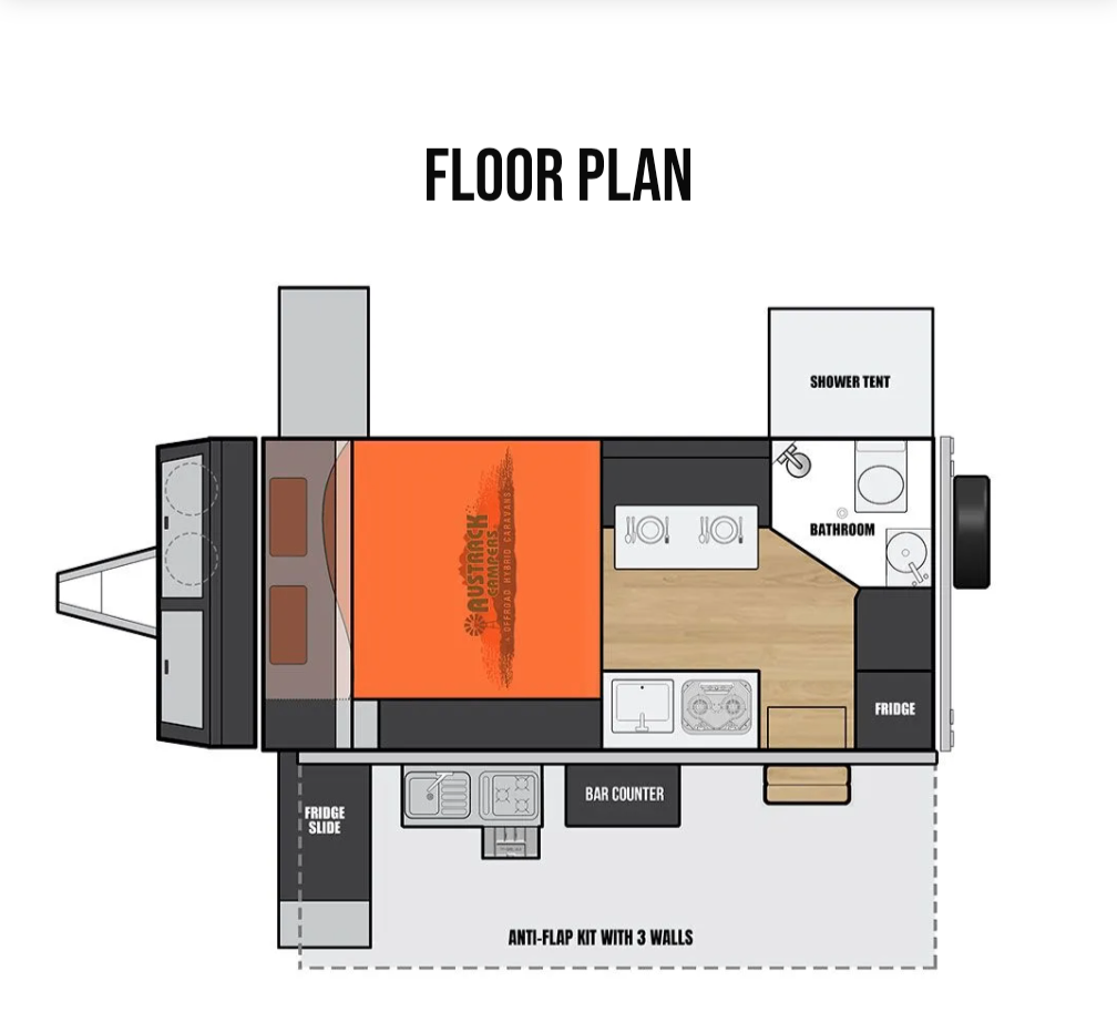 Austrack Campers Talawana X15 Hybrid Offroad Camper floor plan 1