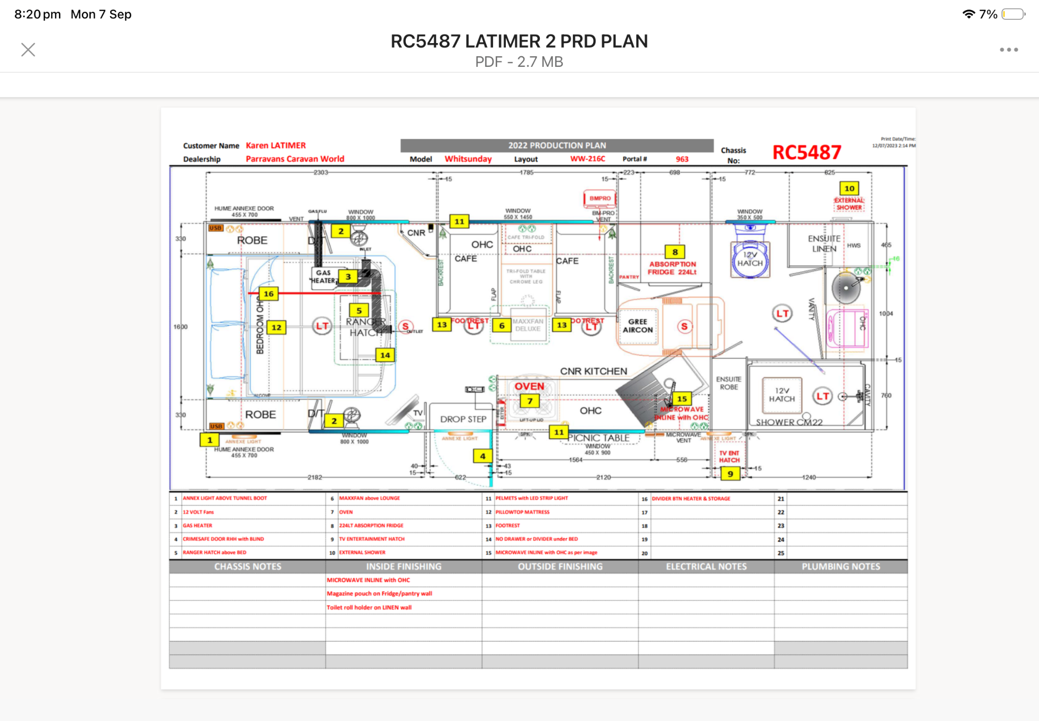 Retreat Caravans Whitsunday XE  216C floor plan 1