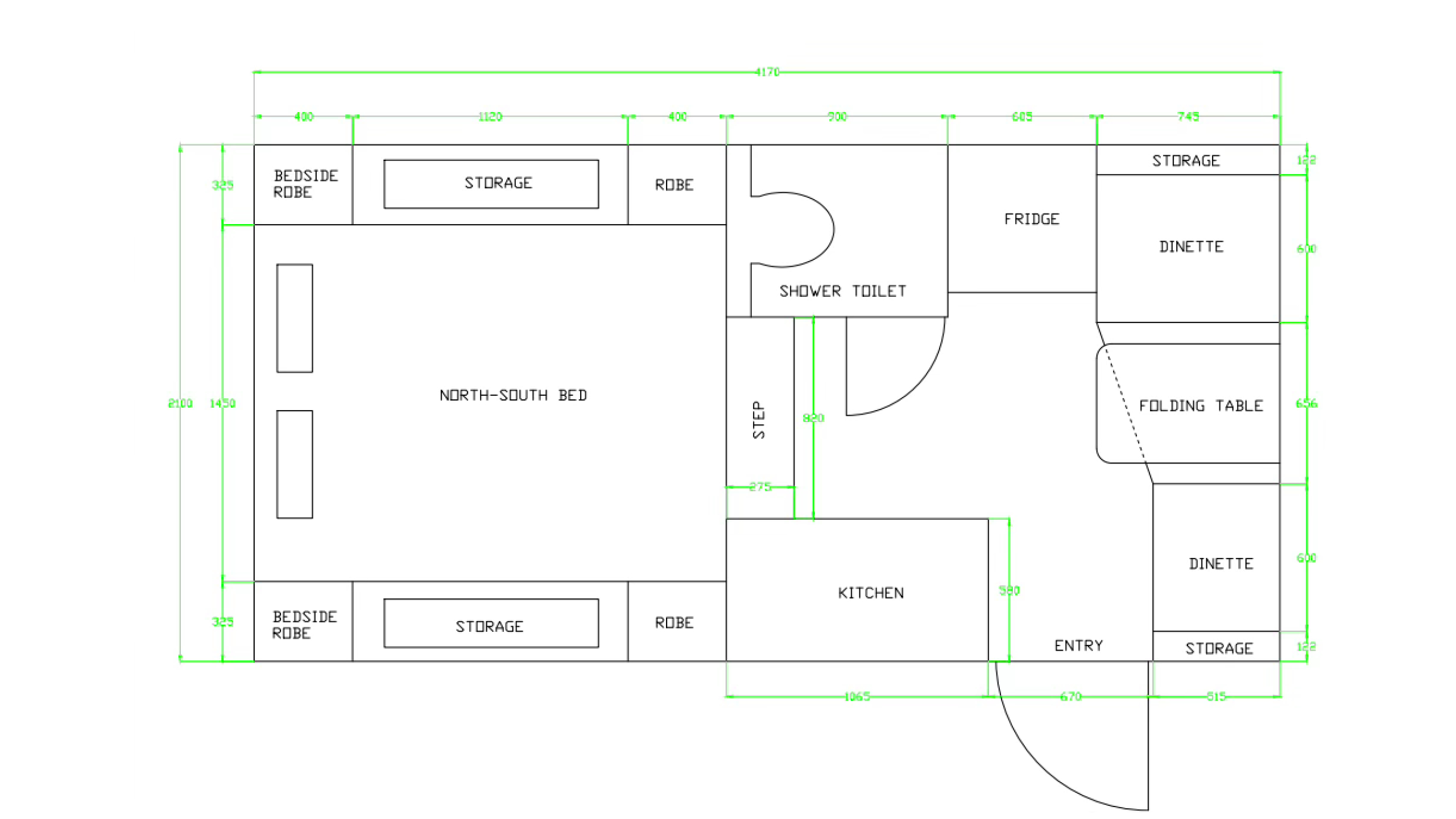 Beyond RV 8FT Hardtop Ute Slide-on Camper floor plan 1