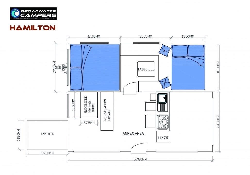 Broadwater Campers Hamilton floor plan 1