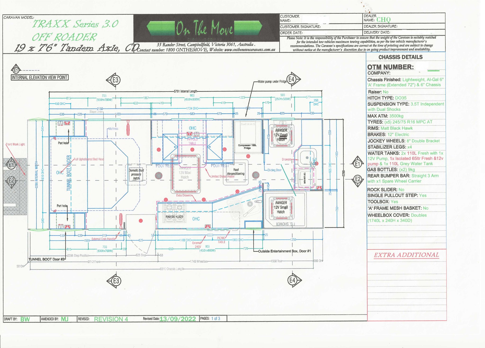 On the Move Caravans Traxx 3 floor plan 1