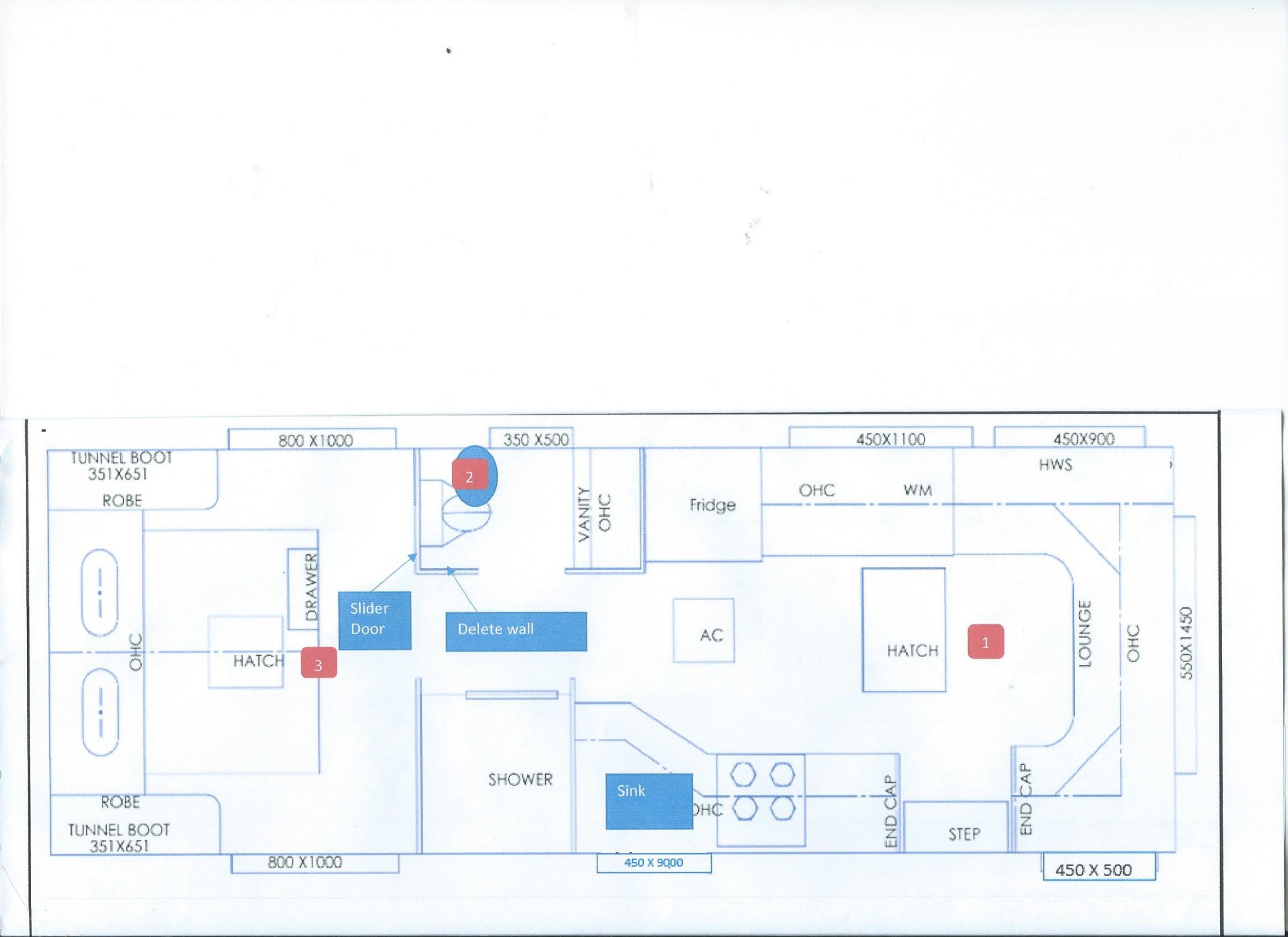 Vacationer Caravans Roadtracker couple 229R floor plan 1
