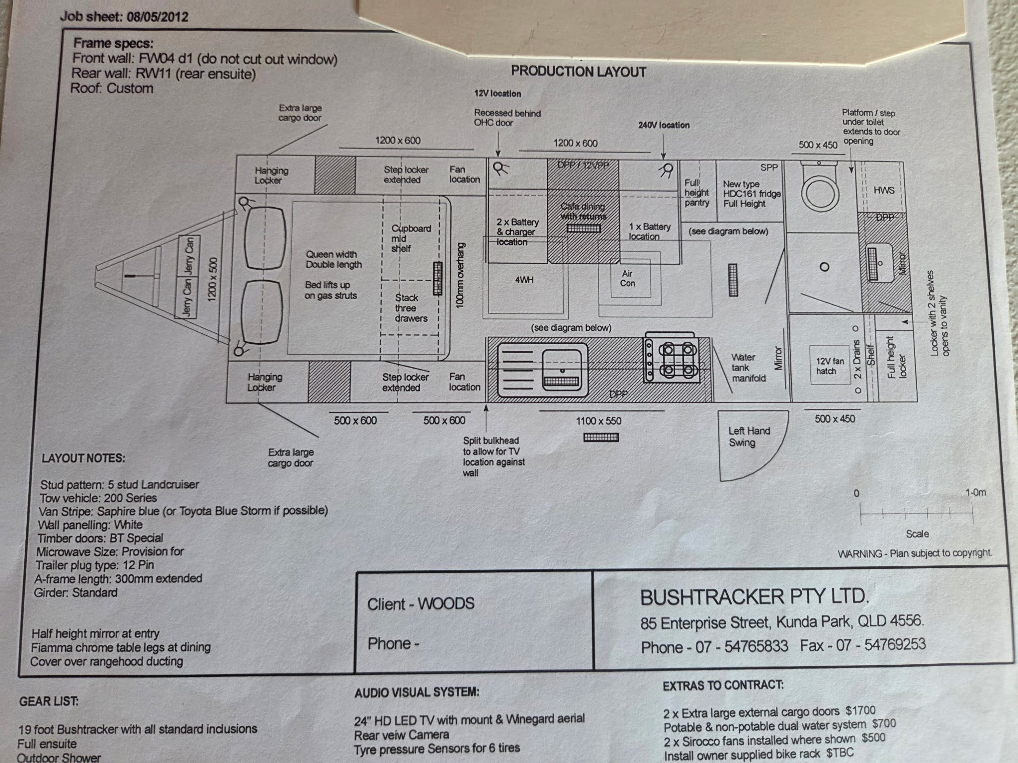 Bushtracker Custom Made Off Road Caravan floor plan 1