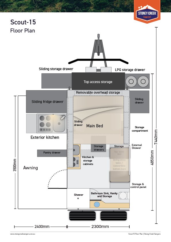 Stoney Creek Campers Scout-15B floor plan 1