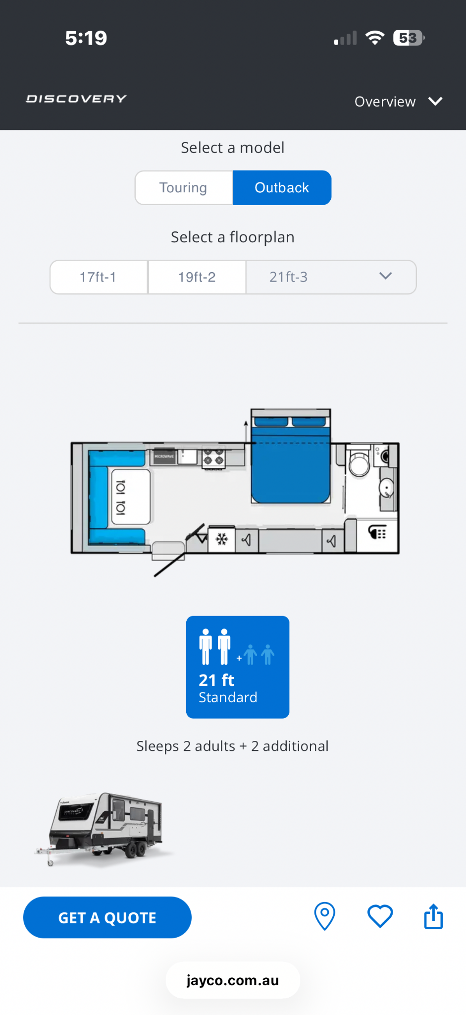 Jayco Journey 21.3-3 Outback floor plan 1